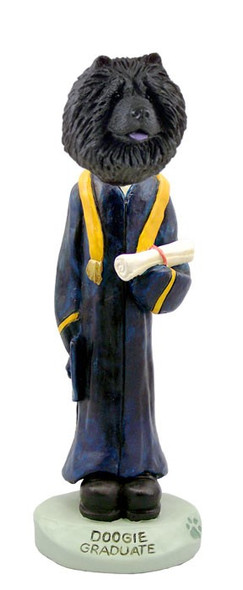 Black Chow Graduate Doogie Collectible Dog Figurine