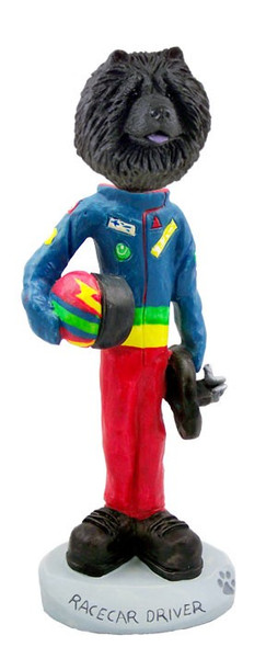 Black Chow Racecar Driver Doogie Collectible Dog Figurine