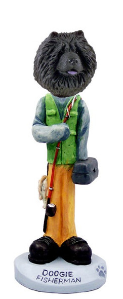 Black Chow Fisherman Doogie Collectible Dog Figurine
