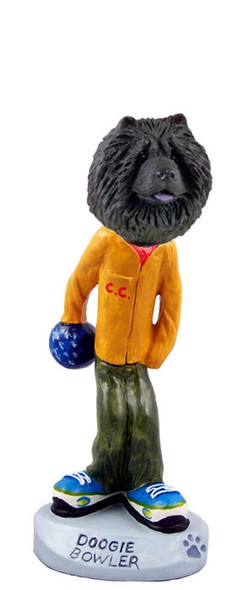 Black Chow Bowler Doogie Collectible Dog Figurine