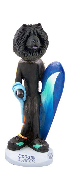 Black Chow Surfer Doogie Collectible Dog Figurine