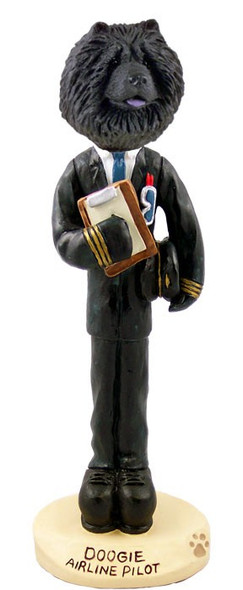Black Chow Airline Pilot Doogie Collectible Dog Figurine