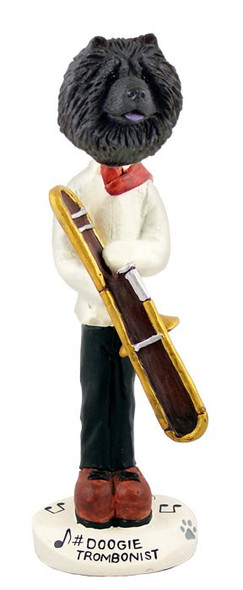 Black Chow Trombonist Doogie Collectible Dog Figurine