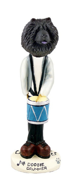 Black Chow Drummer Doogie Collectible Dog Figurine