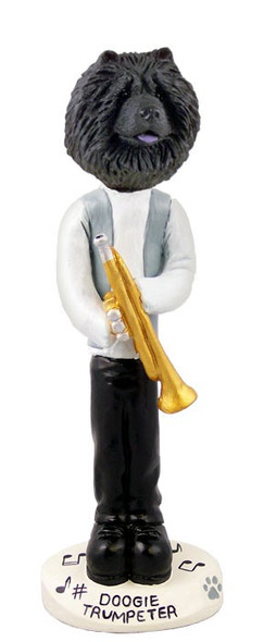 Black Chow Trumpeter Doogie Collectible Dog Figurine