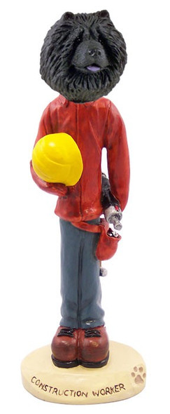 Black Chow Construction Worker Doogie Collectible Dog Figurine