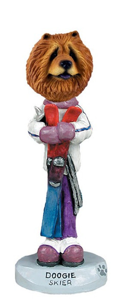 Red Chow Skier Doogie Collectible Dog Figurine