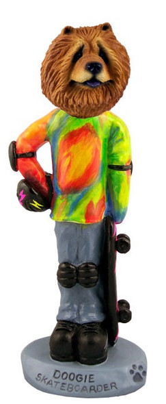 Red Chow Skateboarder Doogie Collectible Dog Figurine