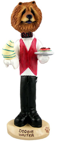 Red Chow Waiter Doogie Collectible Dog Figurine