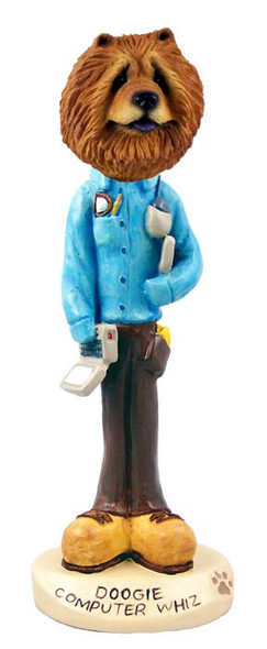 Red Chow Computer Whiz Doogie Collectible Dog Figurine