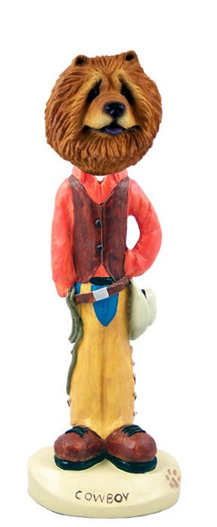 Red Chow Cowboy Doogie Collectible Dog Figurine