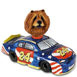 Red Chow Race Car Doogie Collectible Dog Figurine