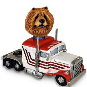Red Chow Truck Tractor Doogie Collectible Dog Figurine