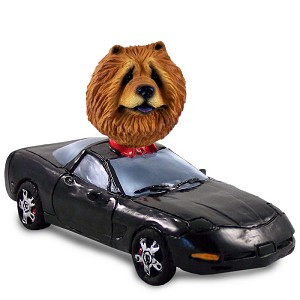 Red Chow Sports Car Doogie Collectible Dog Figurine