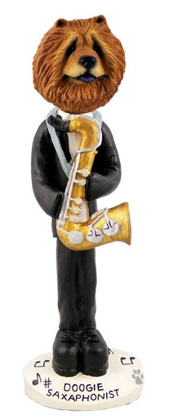 Red Chow Saxophonist Doogie Collectible Dog Figurine