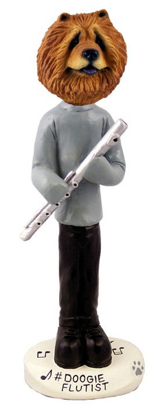 Red Chow Flutist Doogie Collectible Dog Figurine