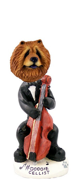 Red Chow Cellist Doogie Collectible Dog Figurine