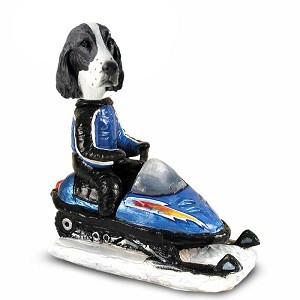 Liver Springer Spaniel Snowmobile Doogie Collectible Dog Figurine