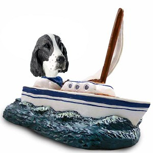 Liver Springer Spaniel Sailboat Doogie Collectible Dog Figurine