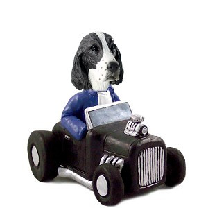 Liver Springer Spaniel Hot Rod Doogie Collectible Dog Figurine