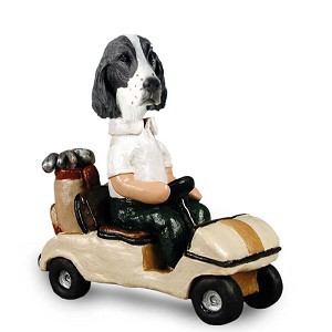 Liver Springer Spaniel Golf Cart Doogie Collectible Dog Figurine