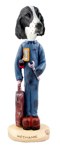 Liver Springer Spaniel Mechanic Doogie Collectible Dog Figurine
