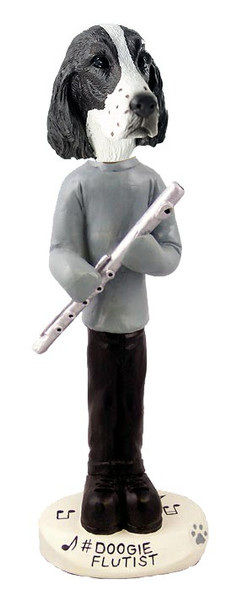Liver Springer Spaniel Flutist Doogie Collectible Dog Figurine