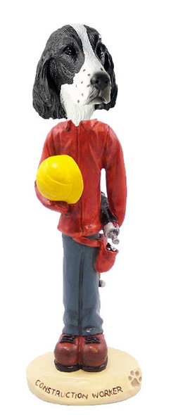 Liver Springer Spaniel Construction Worker Doogie Collectible Dog Figurine