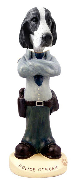 Black & White Springer Spaniel Police Doogie Collectible Dog Figurine