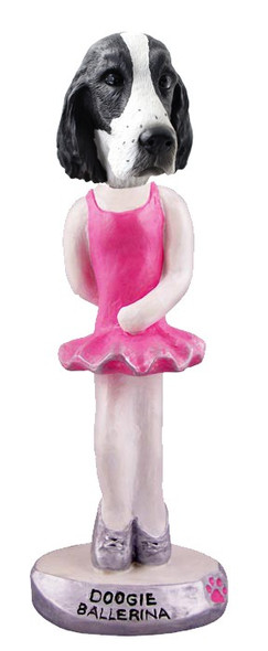 Black & White Springer Spaniel Ballerina Doogie Collectible Dog Figurine