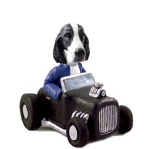 Black & White Springer Spaniel Hot Rod Doogie Collectible Dog Figurine