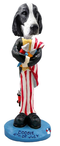 Black & White Springer Spaniel 4th of July Doogie Collectible Dog Figurine