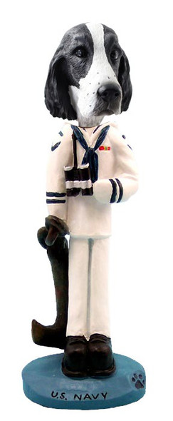 Black & White Springer Spaniel U S Navy Doogie Collectible Dog Figurine