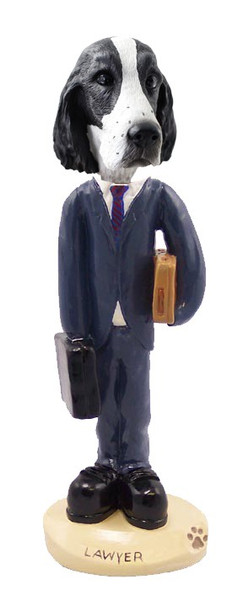Black & White Springer Spaniel Lawyer Doogie Collectible Dog Figurine