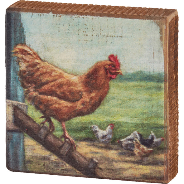 Farmhouse Chicken Coop Decorative Wooden Block Sign 4x4 from Primitives by Kathy