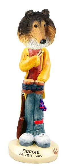 Sable Collie Musician Doogie Collectible Dog Figurine