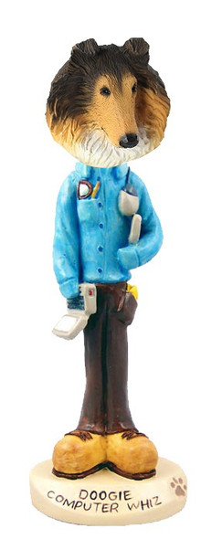 Sable Collie Computer Whiz Doogie Collectible Dog Figurine