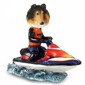 Sable Collie Jet Ski Doogie Collectible Dog Figurine