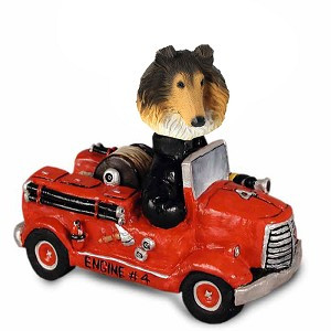 Sable Collie Fire Engine Doogie Collectible Dog Figurine