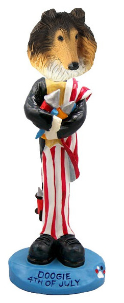 Sable Collie 4th of July Doogie Collectible Dog Figurine