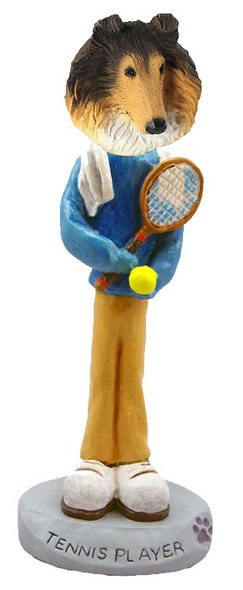 Sable Collie Tennis Player Doogie Collectible Dog Figurine