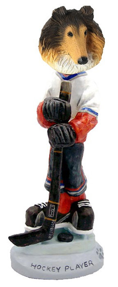 Sable Collie Hockey Player Doogie Collectible Dog Figurine