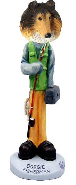 Sable Collie Fisherman Doogie Collectible Dog Figurine