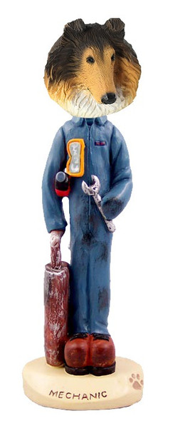 Sable Collie Mechanic Doogie Collectible Dog Figurine