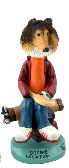Sable Collie Vacation Doogie Collectible Dog Figurine