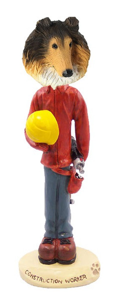 Sable Collie Construction Worker Doogie Collectible Dog Figurine