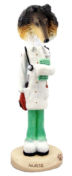 Tricolor Collie Nurse Doogie Collectible Dog Figurine