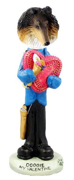 Tricolor Collie Valentine Doogie Collectible Dog Figurine