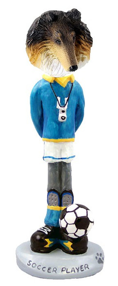 Tricolor Collie Soccer Doogie Collectible Dog Figurine