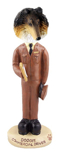 Tricolor Collie Commercial Driver Doogie Collectible Dog Figurine